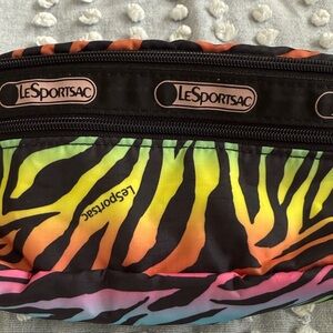 Vintage LeSportsac Rare Neon Zebra Print Fanny Pack Belt Bag